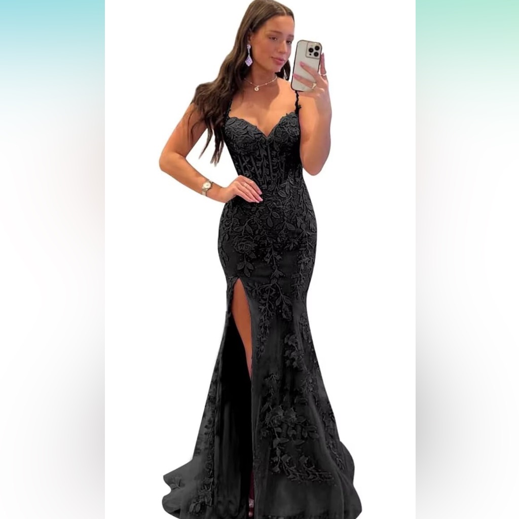 Black Lace & Tulle Dress Size18